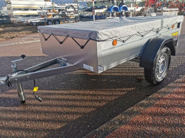 TRELGO Gepäckanhänger mit Stützrad und flacher Plane